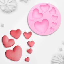 Молд силикон "Сердца" 7,5*7,5*1см арт.3624574