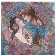 8443 "Влюбленная пара" Рисунок на ткани "Конек" частичная вышивка 25*25см