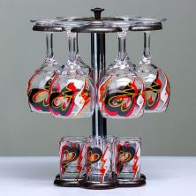 Мини-бар "Абстракция" 30*23,5*17,5см арт.3018878 дерево/стекло (12предметов)