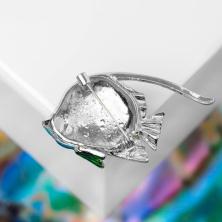 Брошь эмаль "Рыбка" 50*30мм арт.5013365 серебро/микс