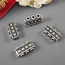 Разделители для бусин металл 14*10*4мм на три нити арт.302-795 серебро-12 (5шт)