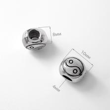 Бусины металл "Инь-ян" 10мм арт.9365283 серебро (15шт)