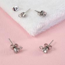 Швензы гвоздики для сережек из нержавеющей стали  4мм арт.ИВ-537 никель (с застежкой)