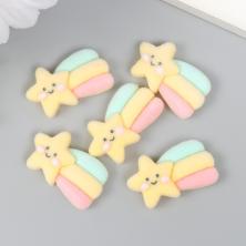 "Звезда-смайл с радугой" бархат/акрил 25*18мм арт.9424494