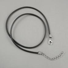 Шнур с замком каучуковый 2,5мм 45см + 5см удлинитель арт.JK-025 черный/серебро