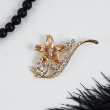 Брошь "Цветок" со стразами 55*30мм арт.X01-0765