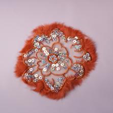 Аппликация "Цветы с мехом" 15,5см арт.XR-044B