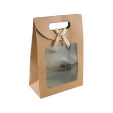 Пакет-коробка крафт 14*21*7см с окошком арт.SF-7753