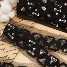 Тесьма на сетке с перламутром арт.5275 черный