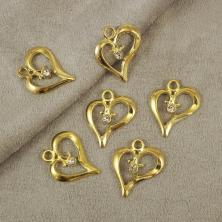 Подвеска "Сердце" 23*20мм со стразами арт.1 золото