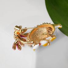 Брошь эмаль "Ежик с цветком" 40*35мм арт.5132053 золото/микс