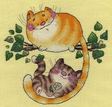 8-185 "Котята на дереве" Набор для вышивания мулине "Кларт" 24*24см