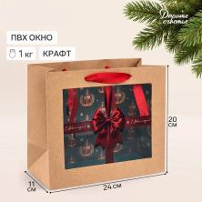 Пакет крафт с пластик.окном 24*20*11см 