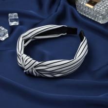 Ободок пластик/текстиль 25мм "Венди" арт.10530898 бело-черный