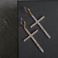 Серьги "Крестики" со стразами 50*22мм арт.4996719 золото