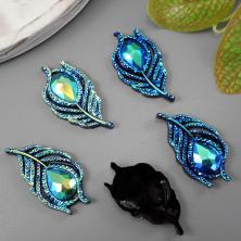 Декор "Перо павлина" акрил 19*37мм арт.ИВ-543 хамелеон