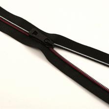 Молния спираль Т.7  80см черный (звено-белый/красный)