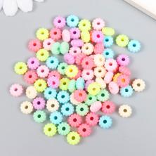 Бусины акрил "Цветочек" 8*5,5мм арт.4438015 ассорти (15гр) (90шт)