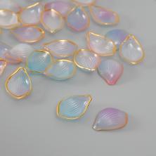 Подвеска пластик "Лепесток" 23*16мм арт.10321678 сиренево-голубой/золото