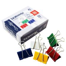 Зажим для бумаги 41мм арт.ЗБ-41ЦК ассорти (12шт)