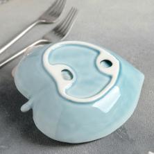 Блюдо "Птичка на листочке" 15,5*15,5см арт.4468239 керамика голубой
