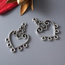 Коннектор "Сердце" 20*30мм отв-е 1,5мм арт.ИВ-859 ант.серебро