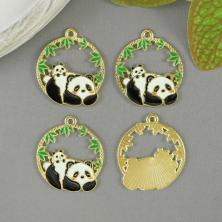 Подвеска "Панды" 25*30мм арт.ИВ-74 эмаль/золото