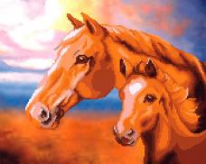 Г-018 "Лошади в поле" Рисунок на ткани "М.П.Студия" 50*40см