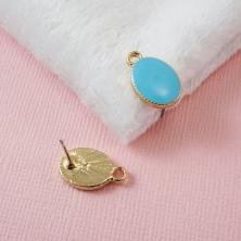 Заготовка для серег "гвоздик" эмаль 9,5*15,5мм арт.ИВ-133 голубой/золото