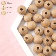 Бусины дерево 10мм арт.25-445 натуральный (50шт)