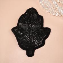 Термоаппликация со стразами "Лист" арт.CPA-6364 11,5*8,5см золото/черный