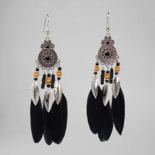 Серьги "Богемия" металл/перо 3*12см арт.ИВ-480 черный