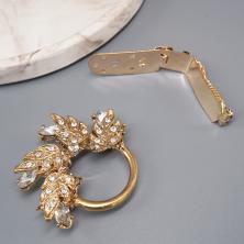 Застежка шубная со стразами арт.10162 золото/серебро