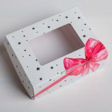 Коробка с окошком "Подарок" 10*8*3,5см арт.4747420 белый