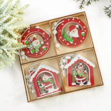 Украшение дерево "Домик и шарик" 5*5см арт.677-820 (12шт)