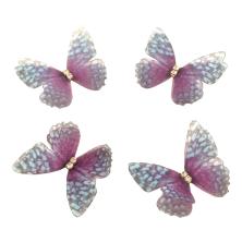 Бабочки шифоновые 30*25мм со стразами 2D арт.SF-4484 фиолетовый/голубой