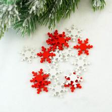 Декор дерево "Снежинка" 25мм арт.1105 белый/красный