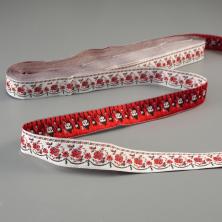 Тесьма народная 15мм арт.19198 белый/красный/черный